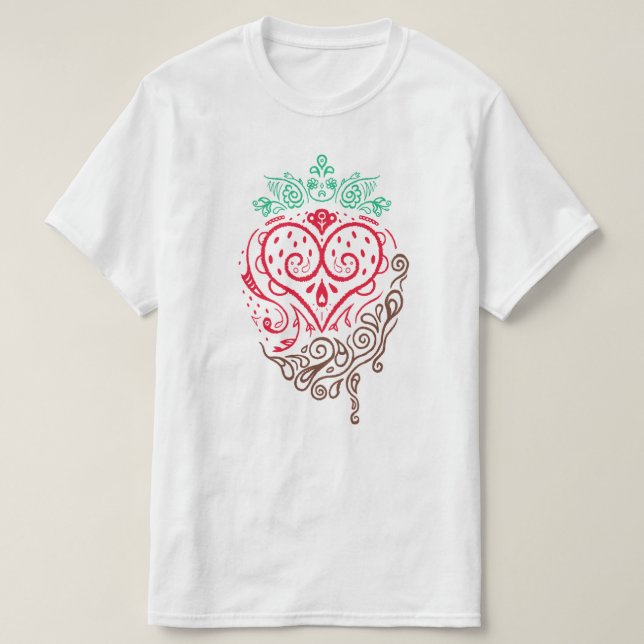 Camiseta dibujo del doodle de fresa de chocolate (Diseño del anverso)