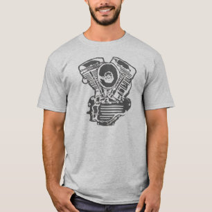 Camiseta Dibujo del motor de Harley Panhead