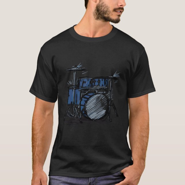 Camiseta Dibujo del músico del tambor (Anverso)