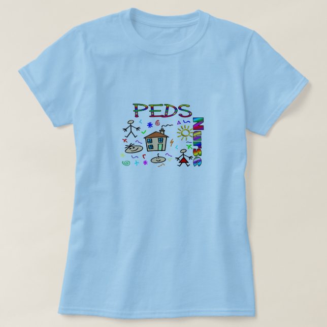 Camiseta DIBUJO del NIÑO de la enfermera de los peds (Diseño del anverso)