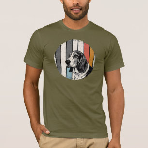 Camiseta Dibujo del perro del perro de Basset con rayas ret