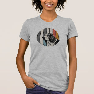 Camiseta Dibujo del perro del perro de Basset con rayas ret