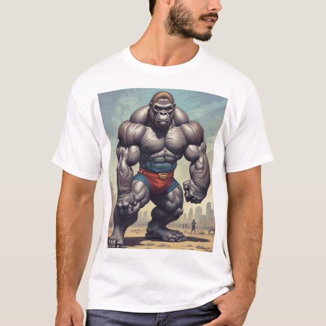 Camiseta Dibujo del Personalizado de arte pop de Gorilla Bo (Anverso)