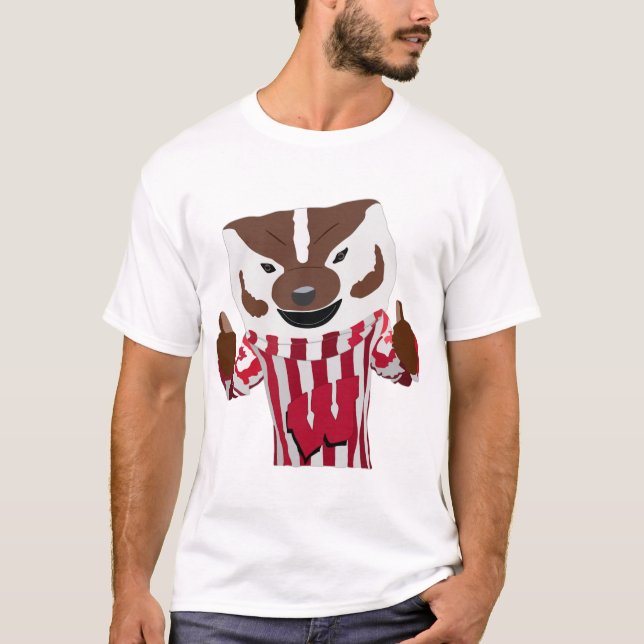 Camiseta Dibujo del Personalizado del Badger Bucky (Anverso)