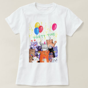 Camiseta Dibujo del Personalizado del Fiesta del gato feliz