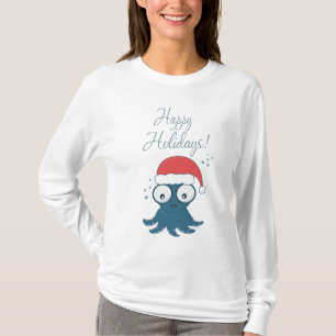 Camiseta dibujo del pulpo azul personalizado lindo
