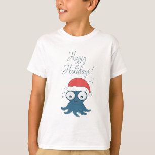 Camiseta dibujo del pulpo azul personalizado lindo