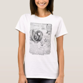 Camiseta Dibujo del vintage de un feto en el útero 1