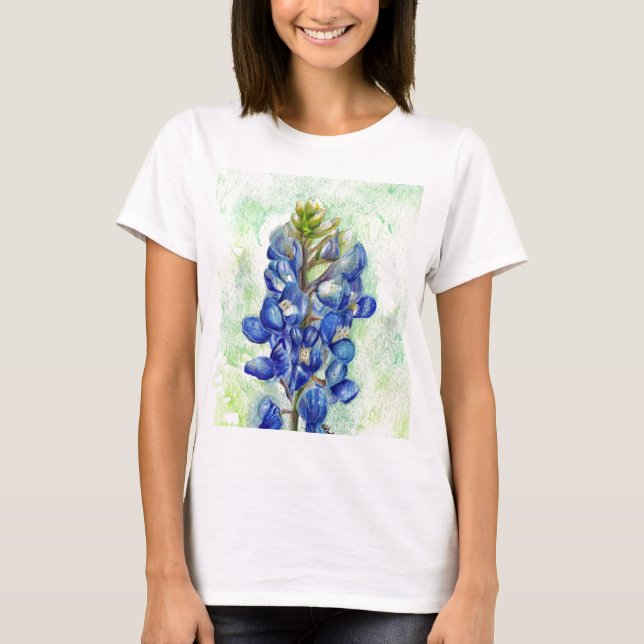 Camiseta Dibujo del Wildflower del Bluebonnet de Tejas (Anverso)