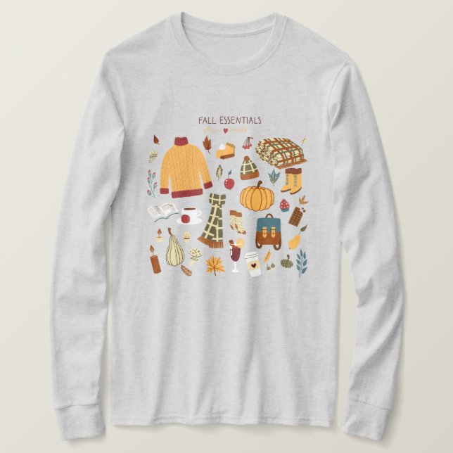 Camiseta Dibujo digital básico de otoño (Anverso del diseño)