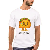 Dibujo divertido de acuarela de taco con ansiedad 