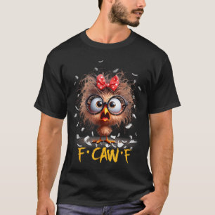 Camiseta Dibujo Divertido de Cuervo Negro con Humor F-caw-f