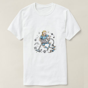 Camiseta Dibujo divertido de fútbol con aspiradora de goles