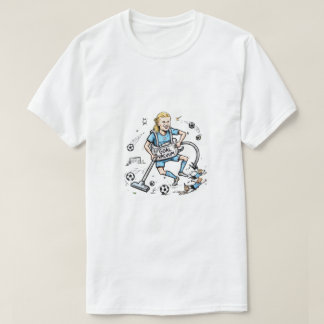Camiseta Dibujo divertido de fútbol con aspiradora de goles