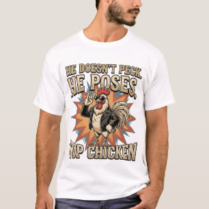 Camiseta Dibujo divertido de gallo gallina granja humor