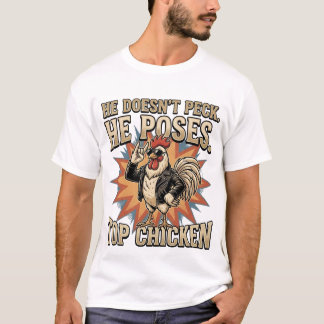 Camiseta Dibujo divertido de gallo gallina granja humor