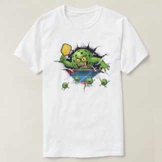 Camiseta Dibujo divertido de paleta de pickleball rompiendo