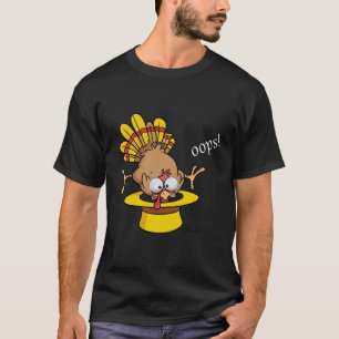 Camiseta Dibujo divertido de pavo saliendo de sombrero 