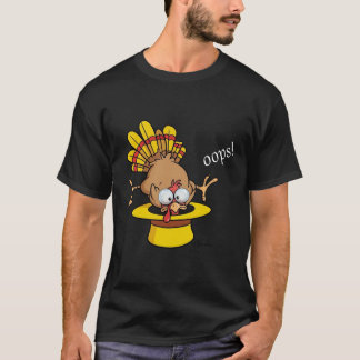 Camiseta Dibujo divertido de pavo saliendo de sombrero 