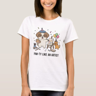 Camiseta Dibujo divertido de perro Beagle gatito arte fiest
