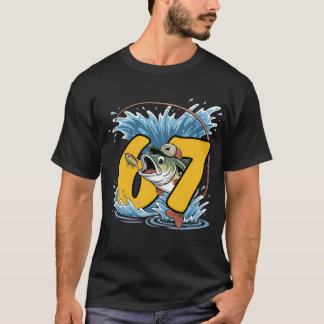 Camiseta Dibujo divertido de pesca de lubina 6 7 67