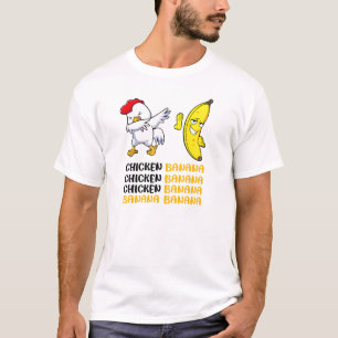 Camiseta Dibujo divertido de pollo haciendo dab y plátano