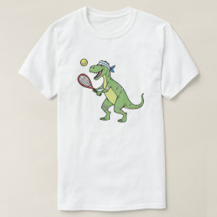 Camiseta Dibujo divertido de T-Rex jugando tenis Dinosaurio