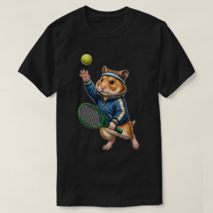 Camiseta Dibujo divertido de un hámster lindo jugando tenis