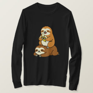 Camiseta Dibujo divertido de un perezoso lindo comiendo plá