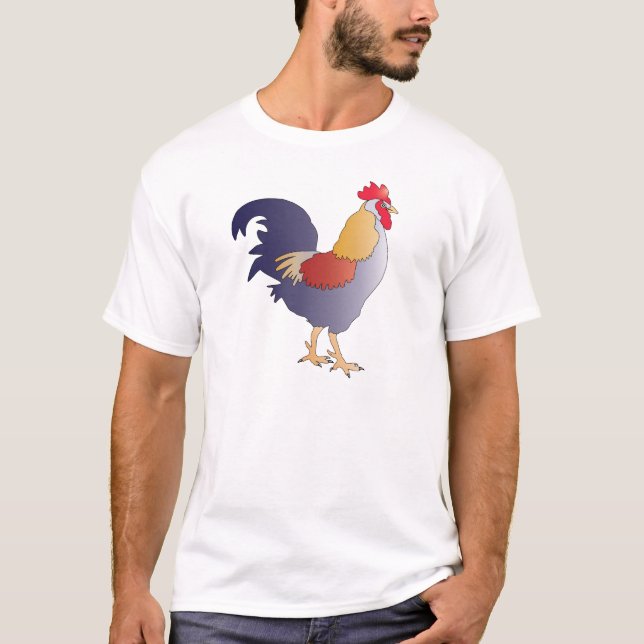 Camiseta Dibujo elegante de un gallo francés púrpura (Anverso)