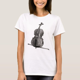 Camiseta Dibujo en negro y blanco de violonchelo
