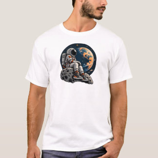 Camiseta Dibujo espacial de astronauta lindo sentado en ast