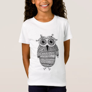 Camiseta Dibujo étnico de la tinta del búho