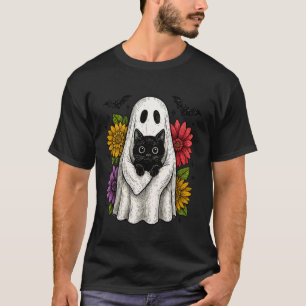 Camiseta Dibujo Floral de Halloween con Fantasma Divertido