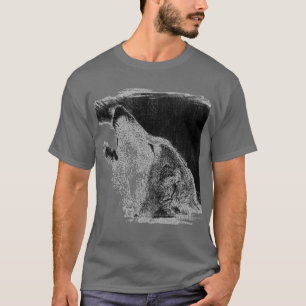 Camiseta Dibujo gráfico de boceto de lobo gris