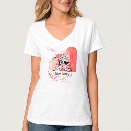 Camiseta Dibujo Gráfico "Love Kitty" Caprichoso