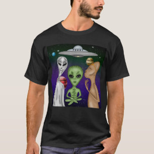 Camiseta Dibujo gris, verde pequeño, ajeno de Anunnaki
