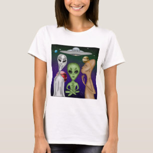 Camiseta Dibujo gris, verde pequeño, ajeno de Anunnaki