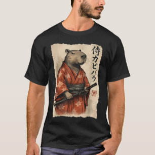 Camiseta Dibujo Japonés Antiguo Capybara Samurái Divertido