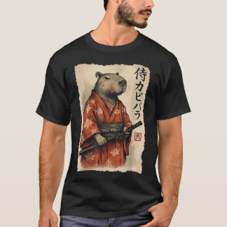 Camiseta Dibujo Japonés Antiguo Capybara Samurái Divertido