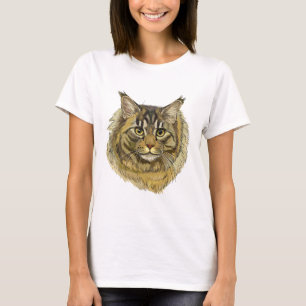 Camiseta Dibujo manual esponjoso Maine Coon cat