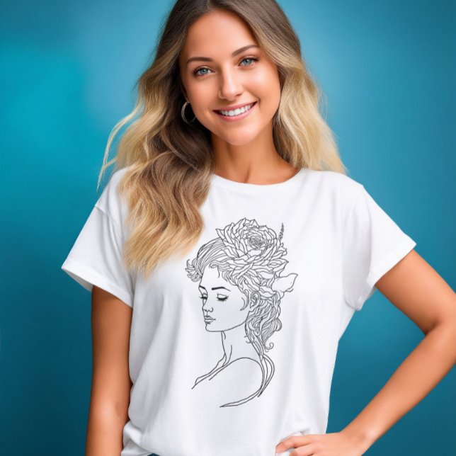 Camiseta Dibujo minimalista de dibujo de línea de retrato d (Minimalist Sketch Face Portrait Line Art Drawing T-Shirt)
