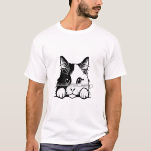 Camiseta Dibujo minimalista de gato con esmoquin en tinta y