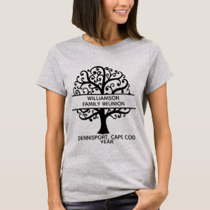 Camiseta Dibujo moderno negro de la familia de los árboles