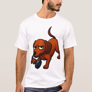 Camiseta Dibujo motivacional de dachshund energético con ma
