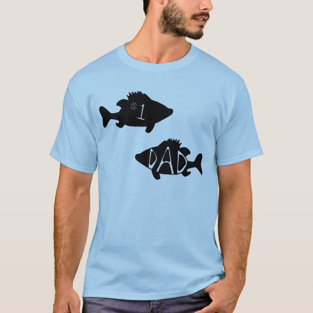 Camiseta Dibujo negro creativo para peces número uno (Anverso)