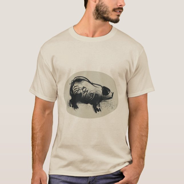 Camiseta Dibujo original de cerdo con el tee de pastel para (Anverso)