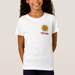 Camiseta Dibujo Personalizado de Flor Amarilla y Roja Adora