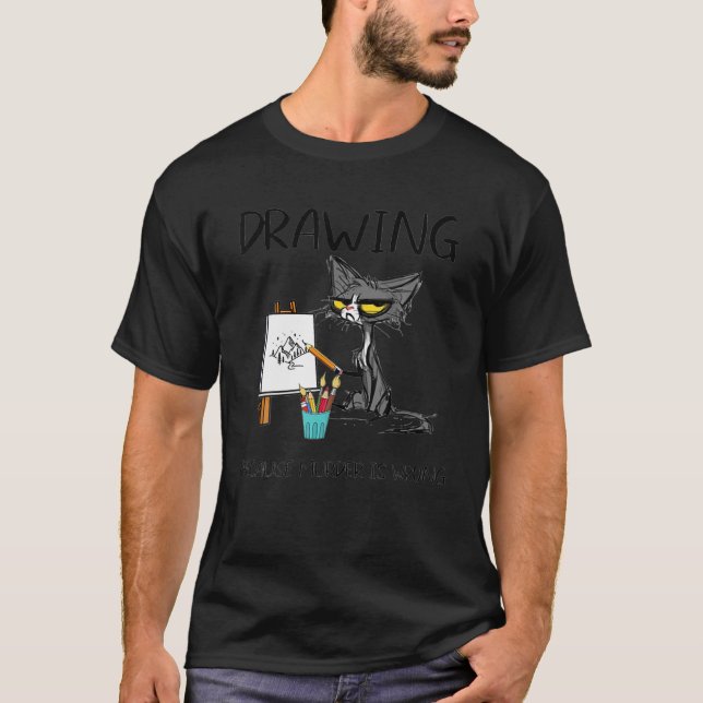Camiseta Dibujo porque el asesinato es un dibujo de gato in (Anverso)