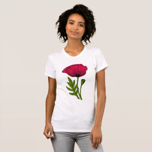 Camiseta Dibujo rojo de amapola 4